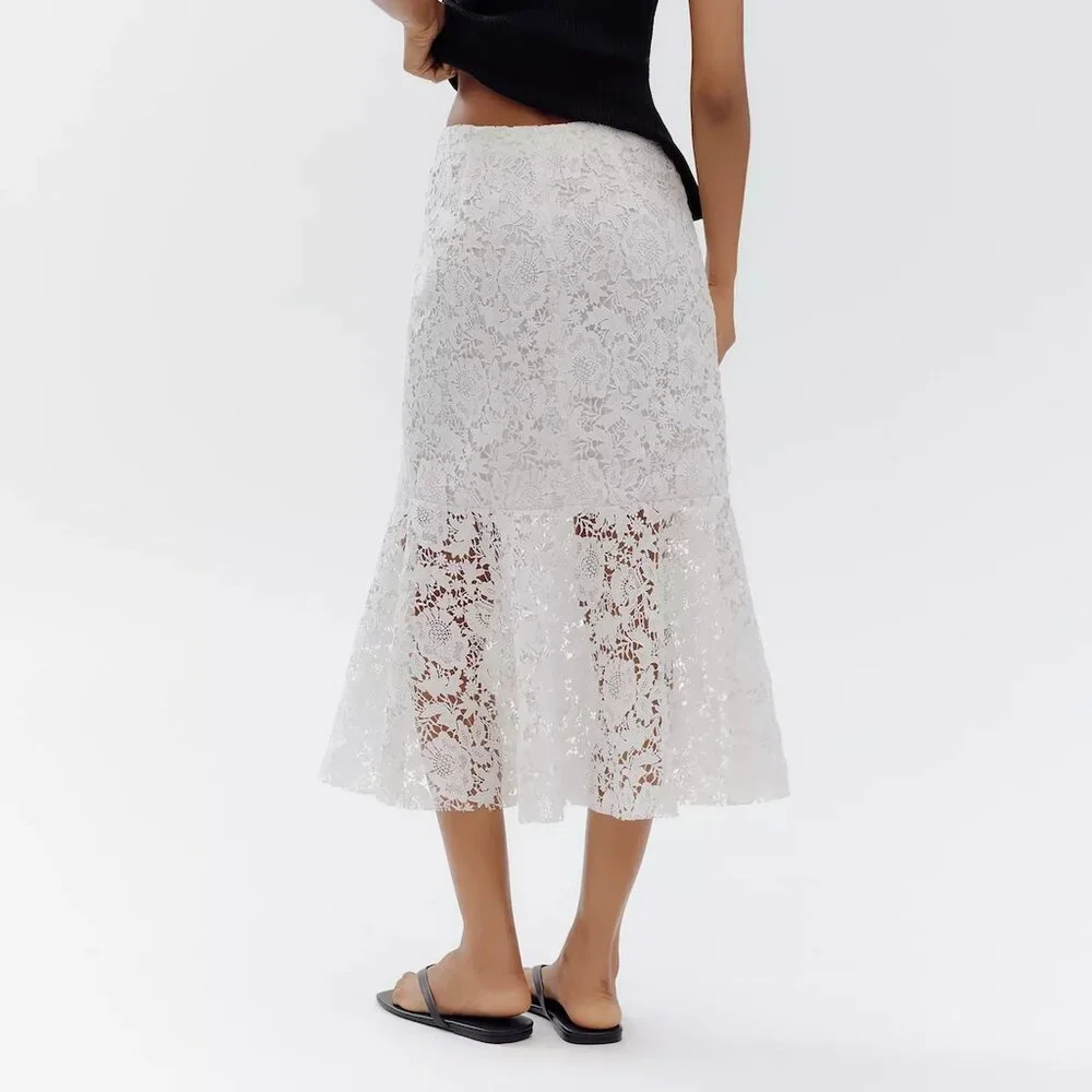 Avec Les Filles | Flared Lace Midi Skirt | NWT - Picture 4 of 8